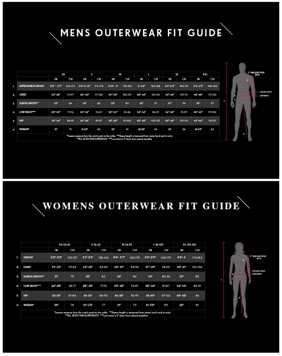 686 Men's and Women's sizes